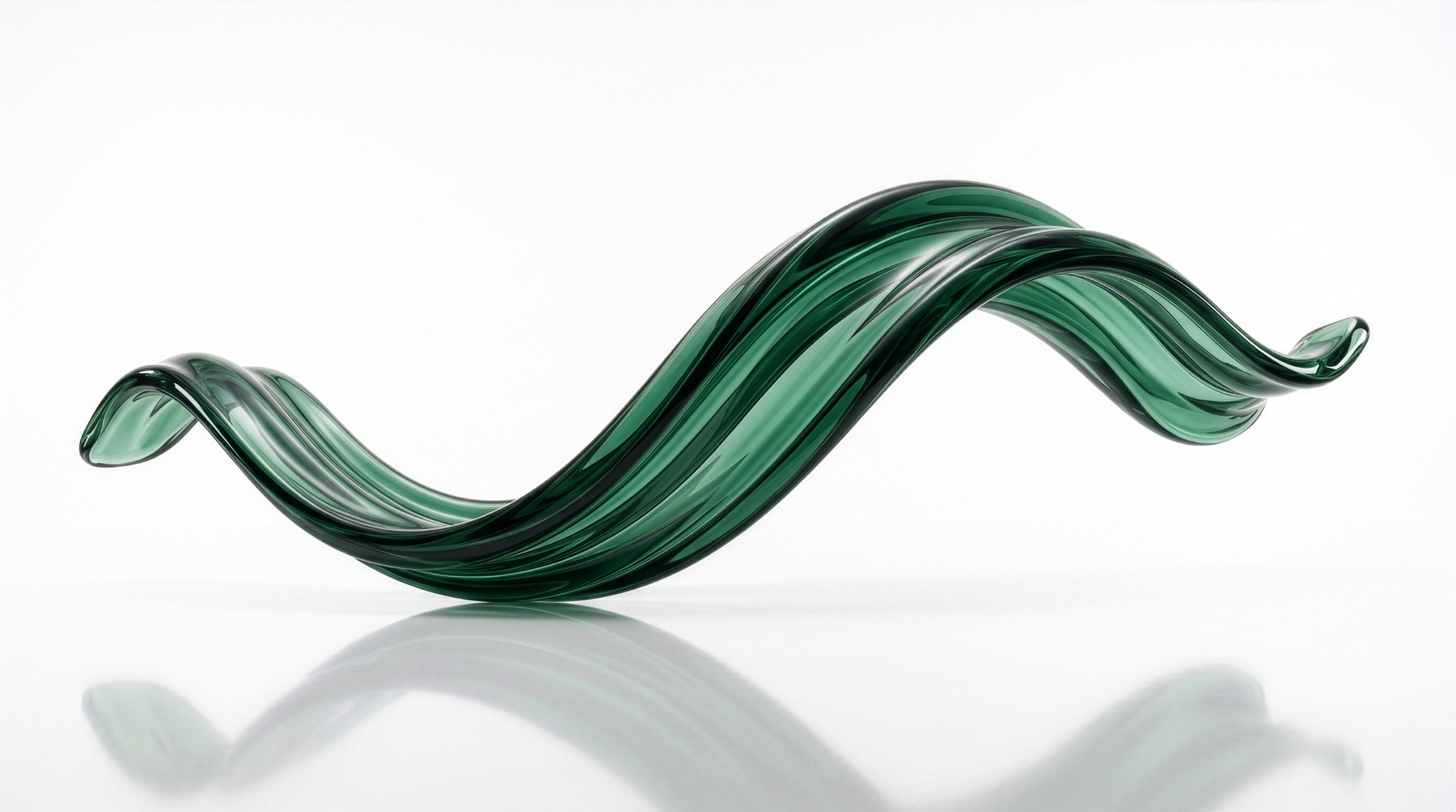 Emerald glass artwork representing fluid digital systems